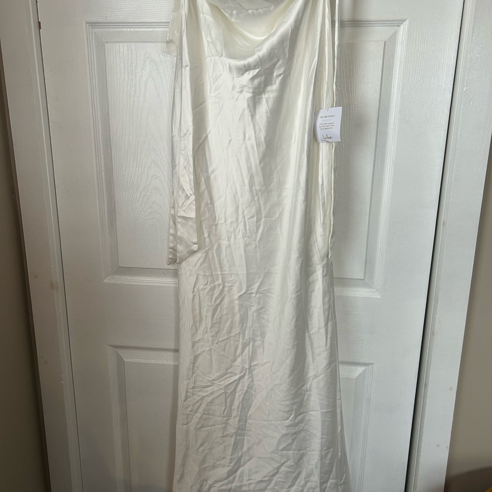 Lulu's Elegant Cream Maxi Dress